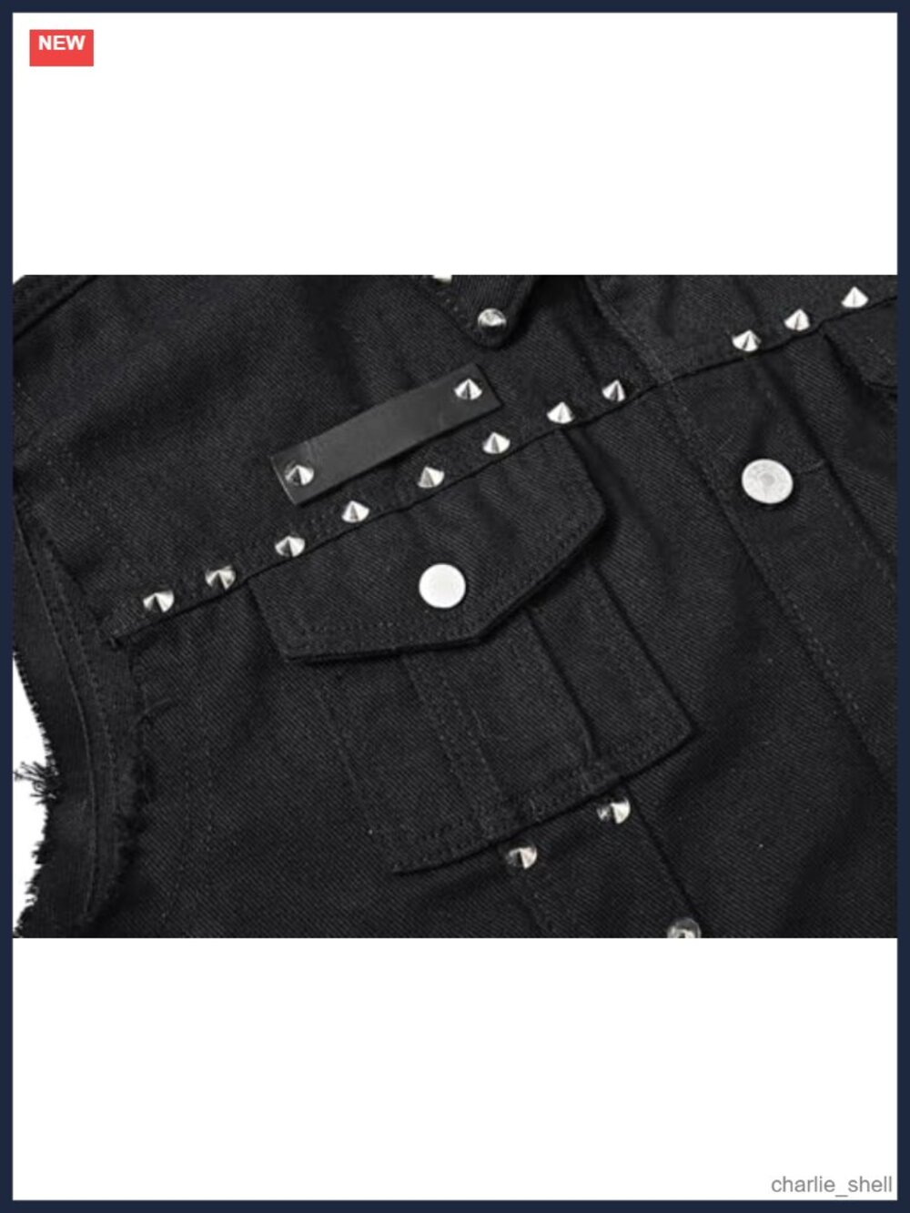 Men's Punk Denim Vest Sleeveless Jean Jacket with Rivets Button Closure Fitted - Picture 3 of 6
